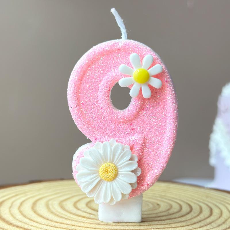 3D Number Cake Decorating Candle Pink Glitter Birthday Candles Digital Candle Cake Topper Birthday Party Anniversary Cake Decor