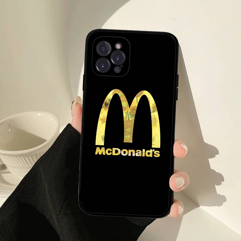 M Famous LOGO M-McDonaldes Phone Case For IPhone 17 16 15 14 13 12 11 Pro Max Plus Mini Soft Black Cover