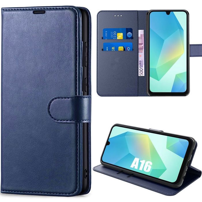 Coque de protection - BOOLING - Samsung Galaxy A16 4G/5G - Antichoc - Cuir synthétique - Bleu marine
