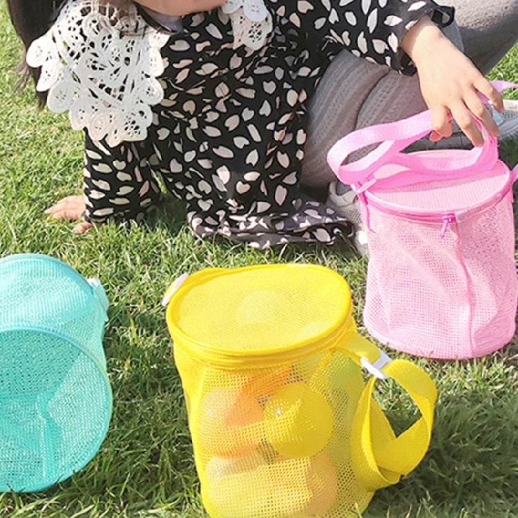 Reusable Kids Beach Play Shoulder Bag Zippered Mesh Storage Bag with Adjustable Strap For Seashells Hunting Sand Game