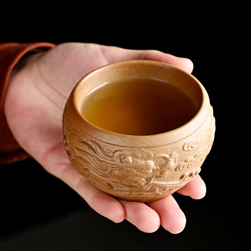 Firewood Glaze Tea Cup Kung Fu Ceramic Master Cup Household Tea Cup Single Cup Personal Exquisite Live Stream Accompanying Gift