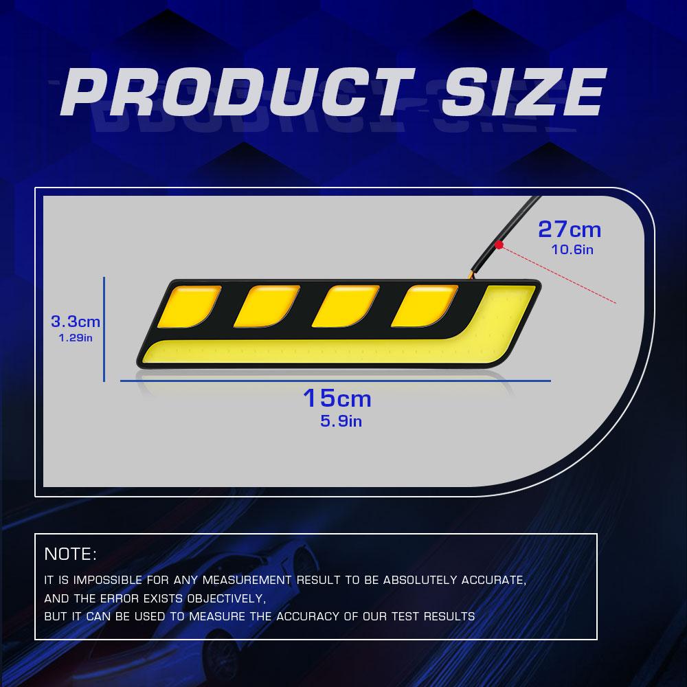 2Pcs Car Light Assembly DRL Led COB Daytime Running Lights White Yellow/Amber Auto DRL Turn Signal Light External Auto Daylight