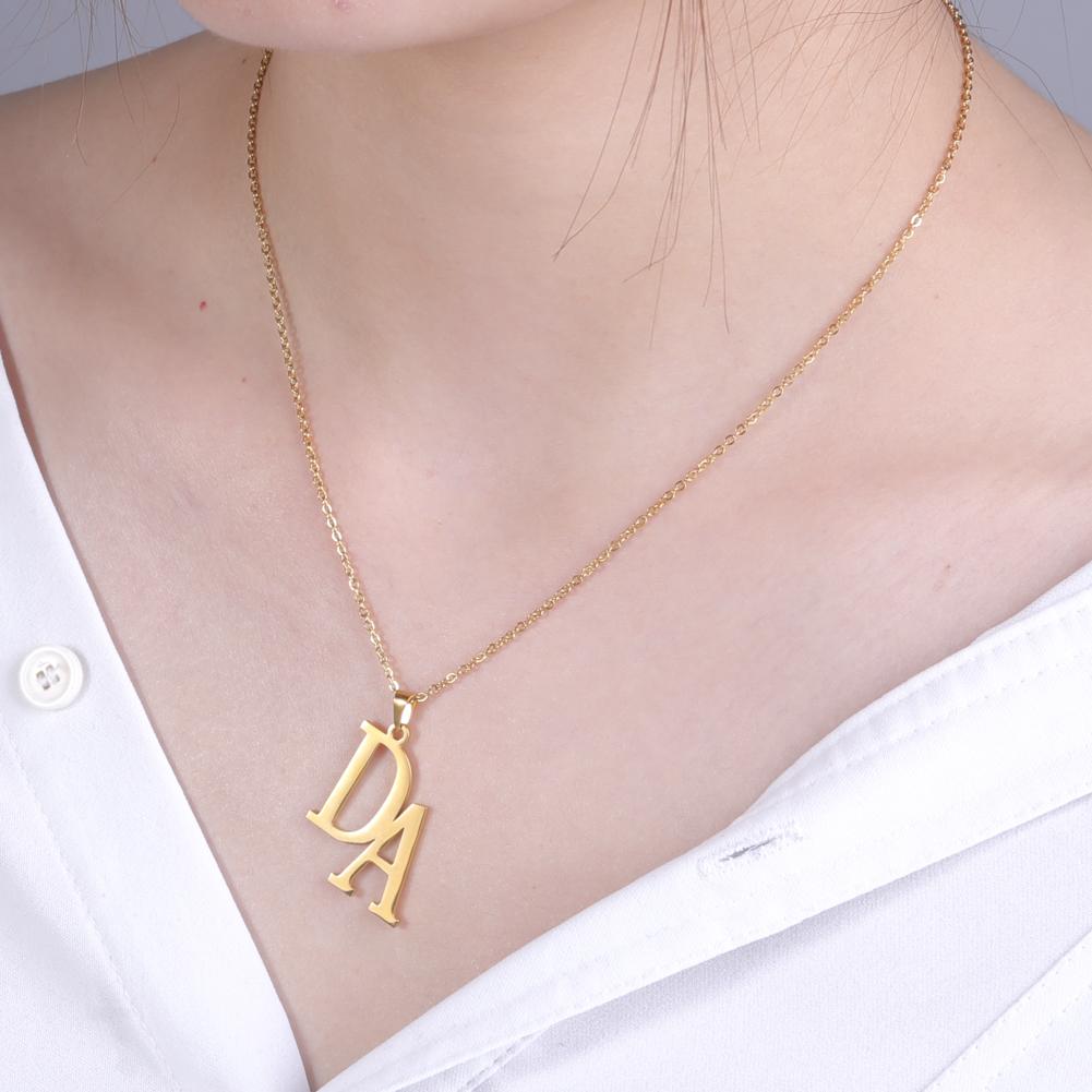 Lemegeton Personalisierte Namenskette Benutzerdefinierte Initialen Halsketten Für Frauen Edelstahl Schmuck Angepasste Namensschild Geschenk