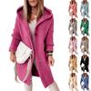 Women's Color Hooded Knit Cardigan Long Sweater Coat for Fall and Winter