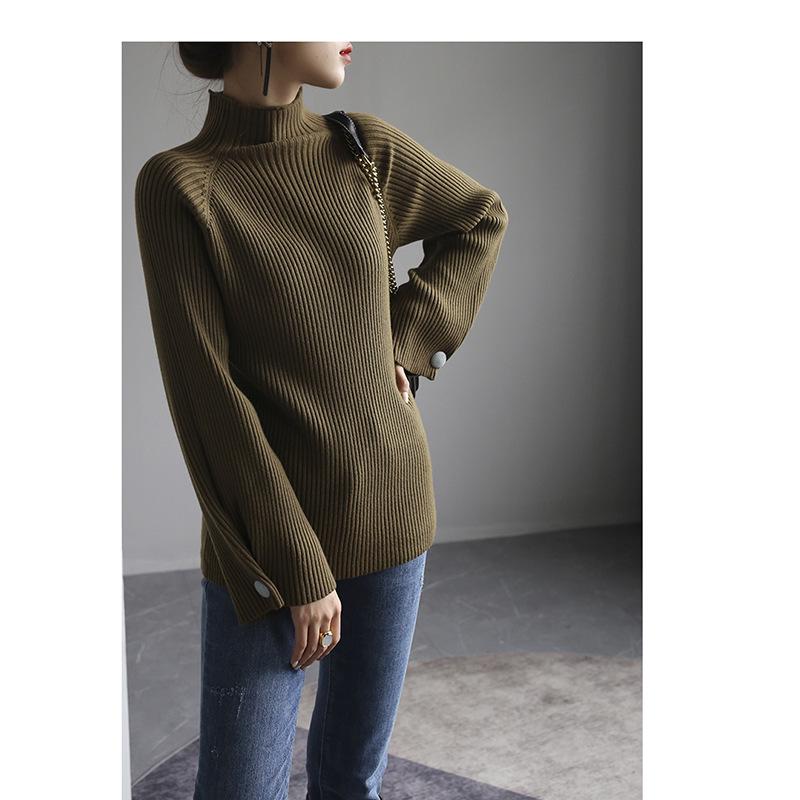 Women's Slim Fit Knitted Sweater - Warm Long Sleeve Turtleneck Base Shirt