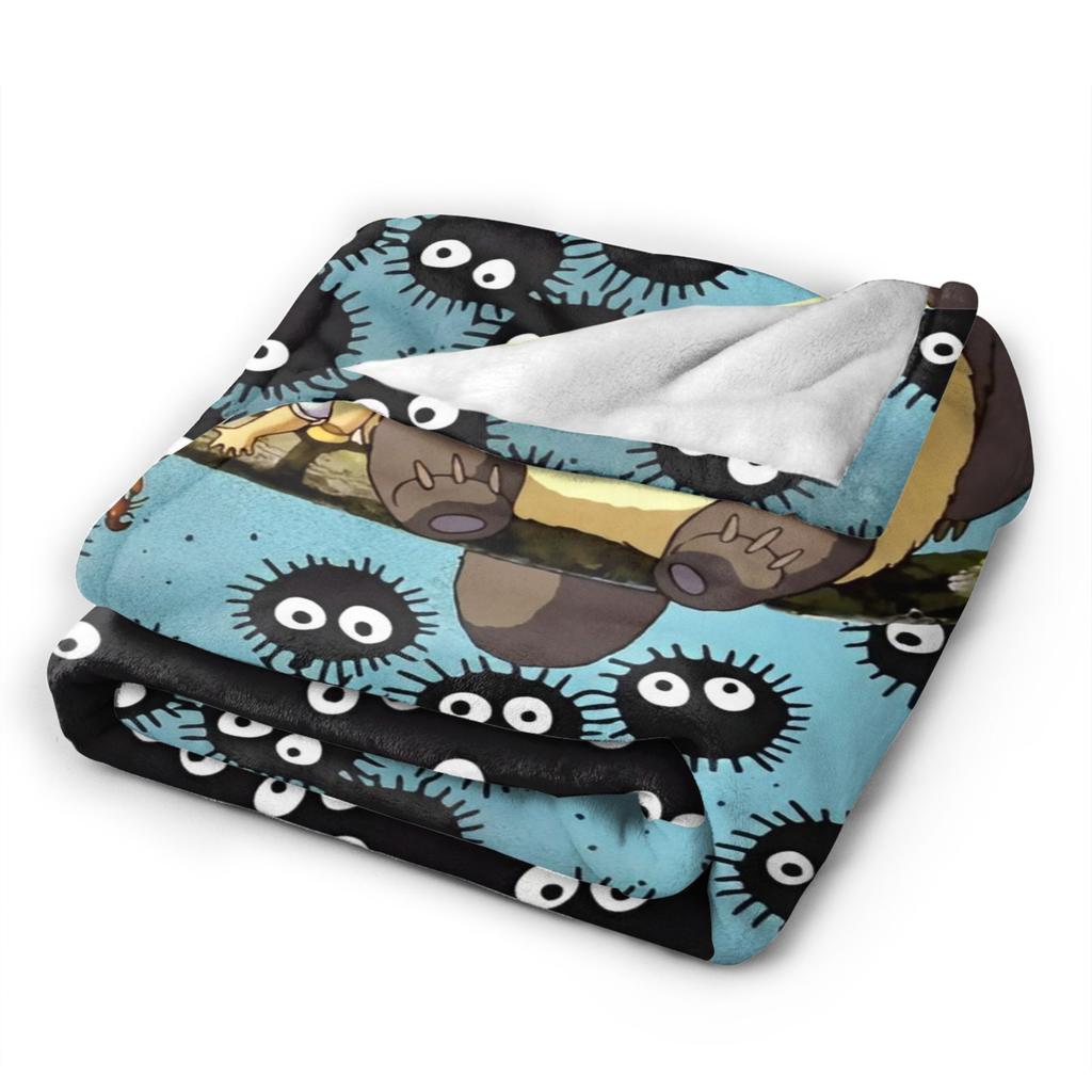 Cartoon Soot T-Totoros  Blankets Velvet Anime Super Warm Throw Blanket for Car Sofa Couch Bedroom Quilt