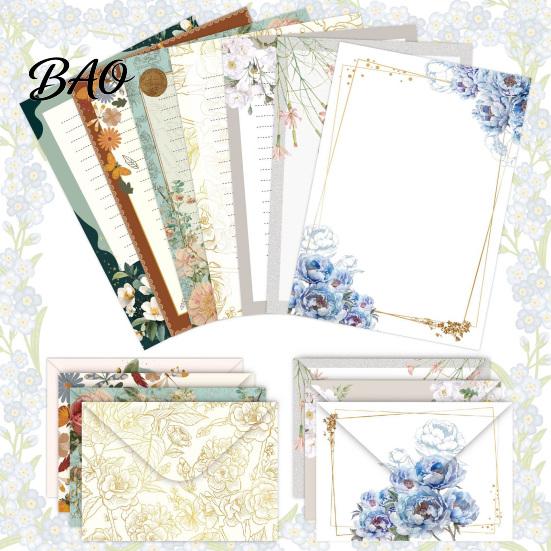 Vintage Letter Stationery 5Pcs Floral Butterfly Paper Envelope Set, Writing with Lined Pages, Kit for Letters, Greeting Messages, Journaling,