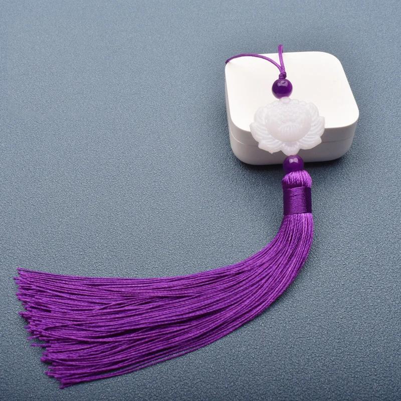 1 Pcs White jade lotus Fringe Trim Bookmark Silk Tassels Pendant DIY Sewing Curtains Accessories Clothes Bag Craft Supplies