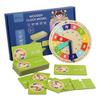 Wooden Clock Model Teaching Aid Learning Clocks With Cards Kindergartner Toy For Game Interaction Time Cognitive