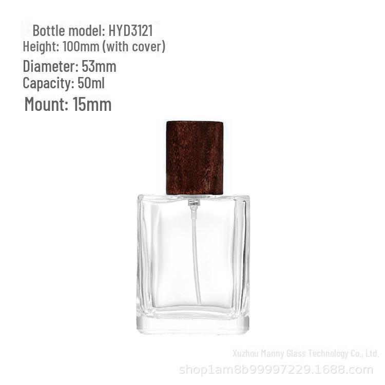 Square Transparent Glass Perfume Bottle - 25ml/50ml Spray & Water Replenishment