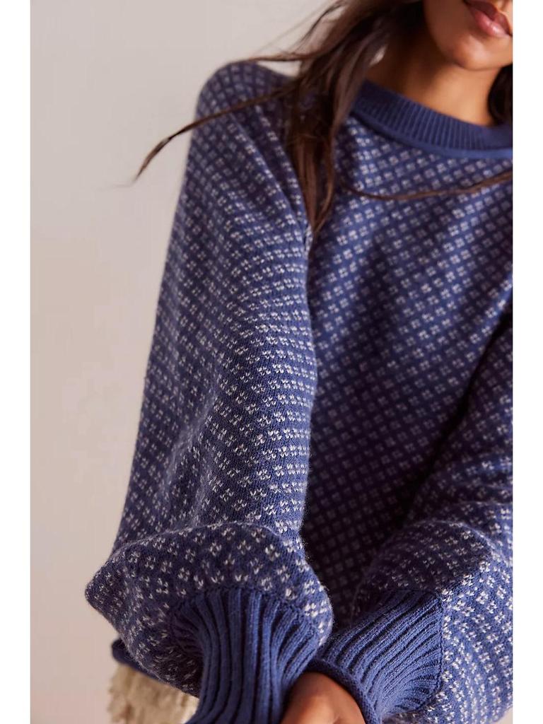 Spring Women's Long-Sleeve Jacquard Pullover Sweater Jacket