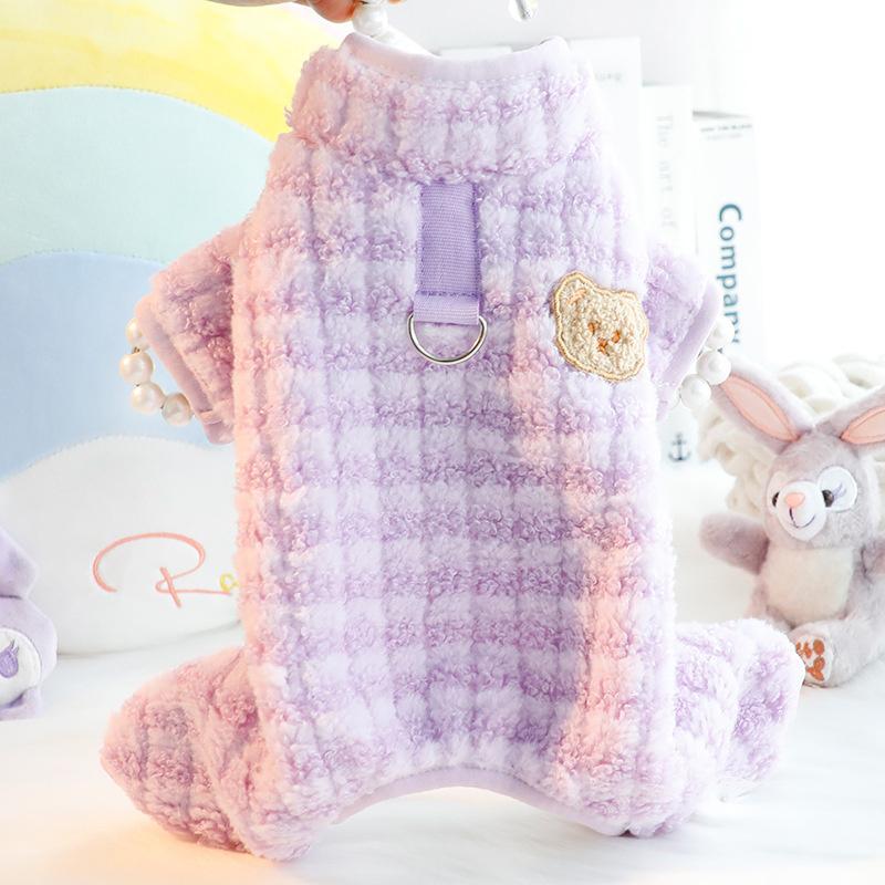 Fashion Plaid Puppy Cat Dog Jumpsuit Pajamas Winter Warm Pet Overalls for Small Dogs Pomeranian Chihuahua mascotas Clothes Pants