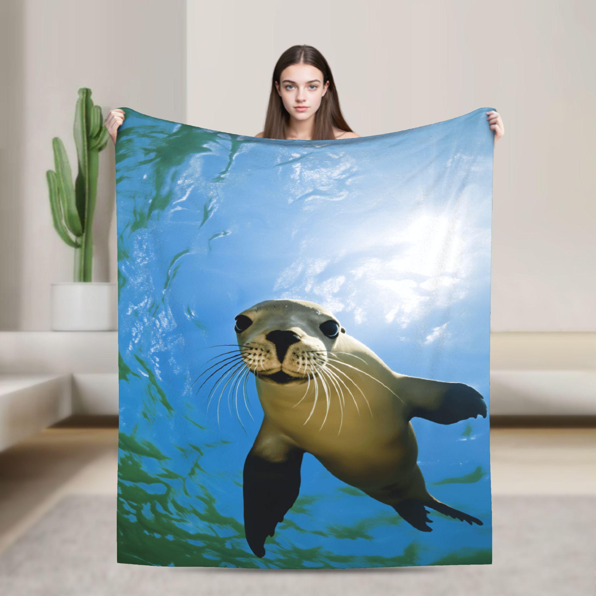 

Seal Sea Flannel Blanket Girl Super Soft Bedding Throws Winter Home Decor Bedspread Sofa Bed Cover 130x150cm