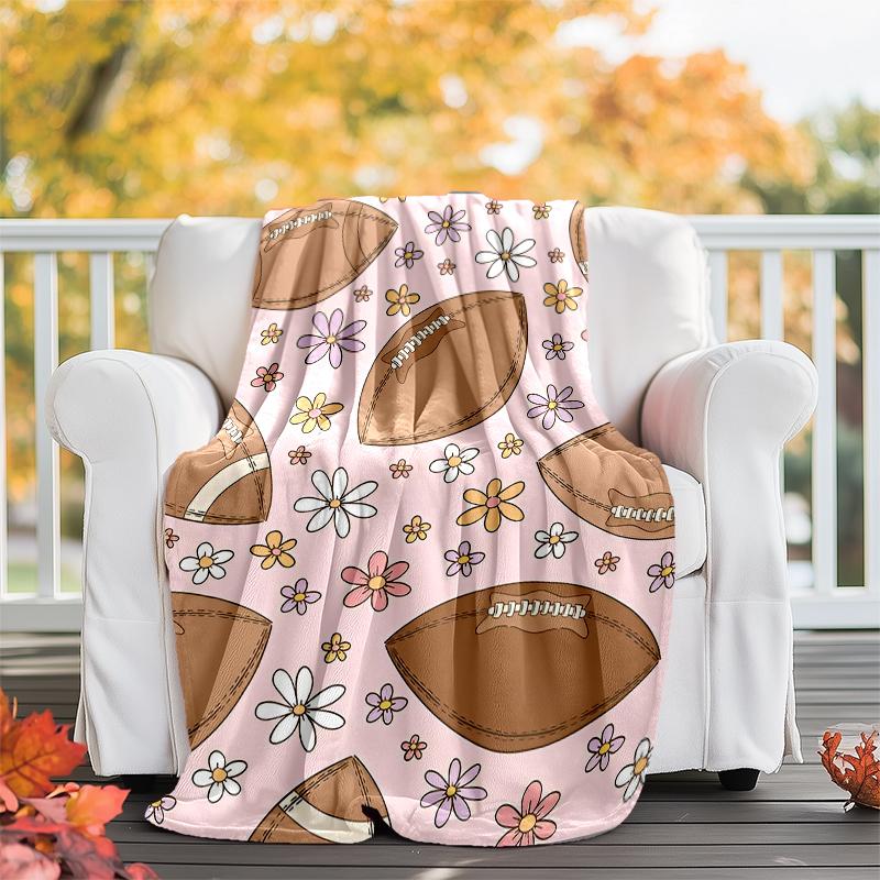 American Football Theme Printed Blanket - Perfect for Couch, Bed, Travel & Outdoor Use | Machine Washable, Cozy & Durable.