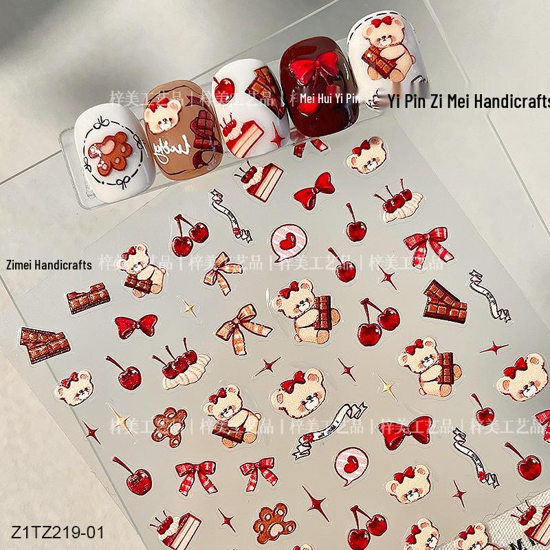 

Очаровательные наклейки для ногтей с мишками и щенками: Самоклеящееся украшение для DIY