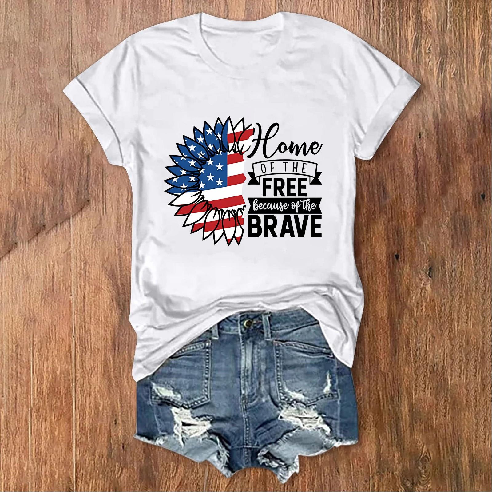 

Женские футболки с изображением 4 июля, американский флаг США, патриотические повседневные футболки с короткими рукавами и милыми бабочками, блузки, топы XL белый