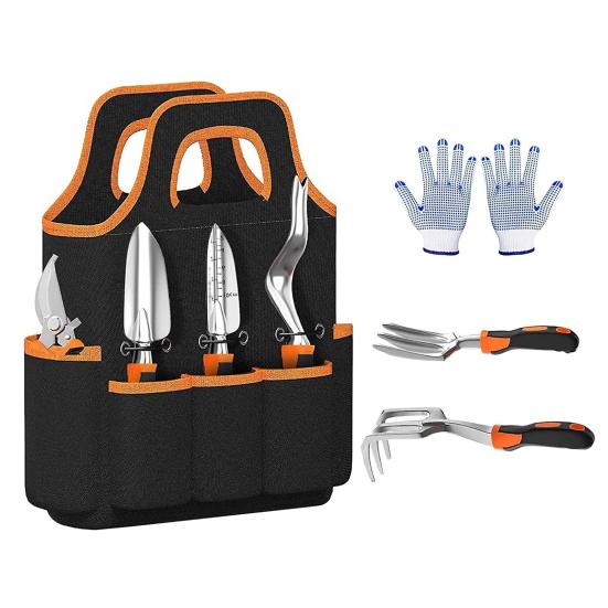 8 Pcs Gardening Tools Stainless Steel Hand Shovel Pruning Shears Garden Supplies with Storage Bag Gifts for Gardening Lovers