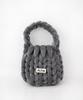 Acho Velvet Knitted Pompon Tote Bag_Deep Gray