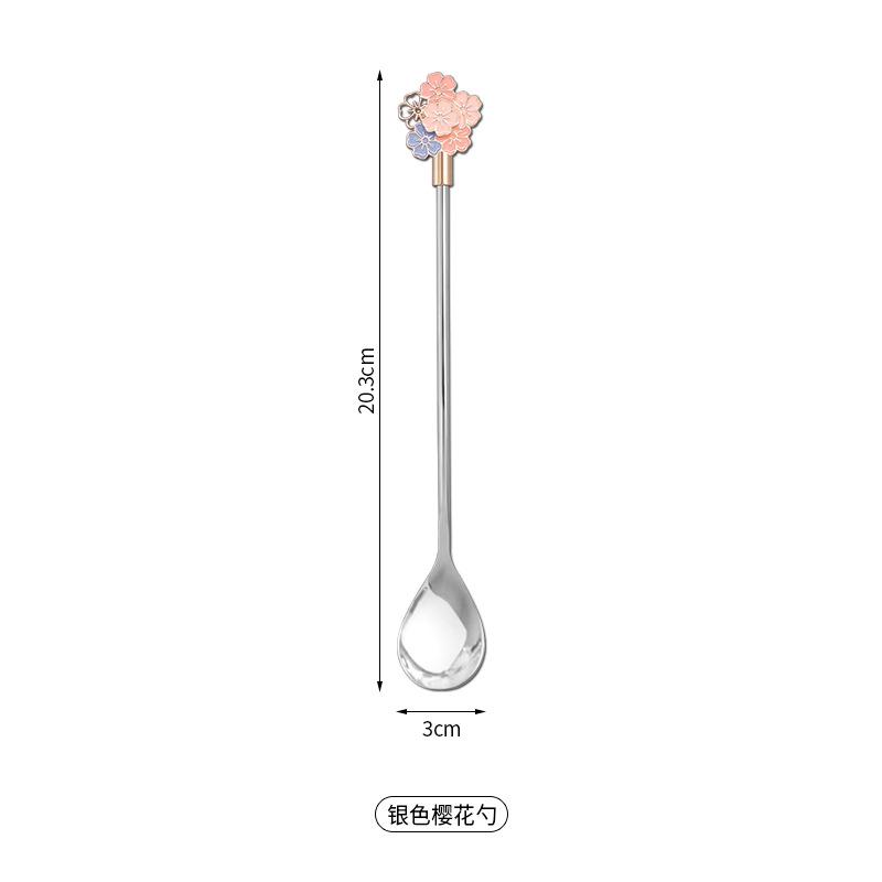 Creative 304 Stainless Steel Cherry Blossom Dessert Spoons& Sugar Coffee Spoon Cocktail Mixing Kitchen,Dining & Bar Tableware