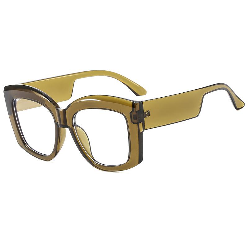 Fashion Versatile Concave Shape Trendy Flat Glass Anti Blue Light Square Wide Leg Eyeglasses Frame Retro Casual Female