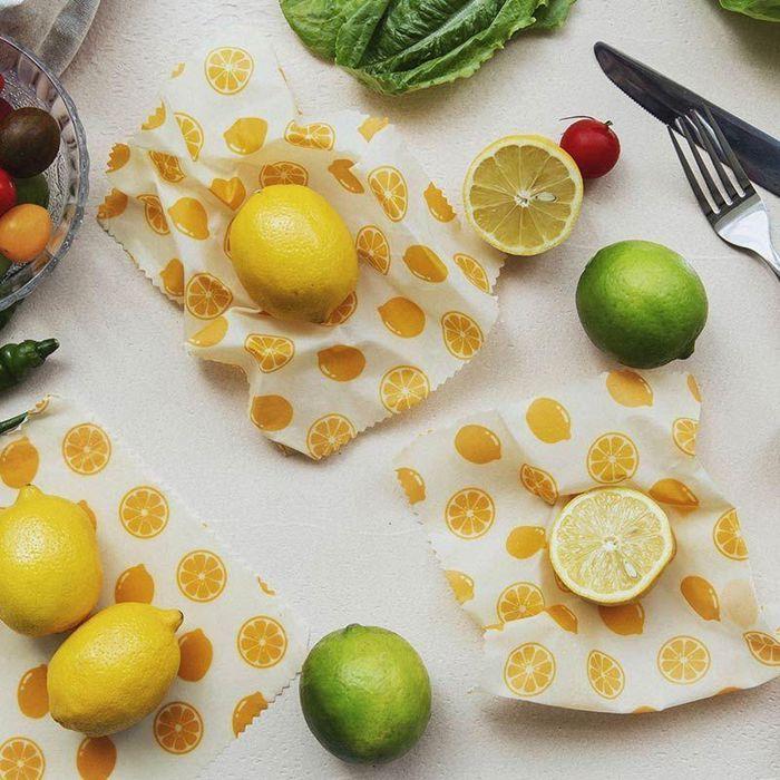 10 feuilles d'emballage alimentaire réutilisable à la cire d'abeille