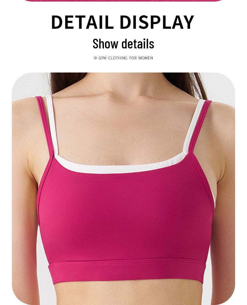 Damen Color-Block Yoga-Set: Dreiviertelhosen & BH mit dünnen Trägern