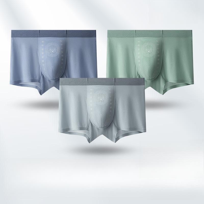 

3 шт. Бесшовное нижнее белье из ледяного шелка для мужчин, трусы-боксеры с плоским углом и ощущением льда, большие размеры, трусы с четырьмя углами, мужское нижнее белье 3XL