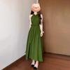 2026 Summer French Green Sleeveless Children's Beach Resort Long Dress
