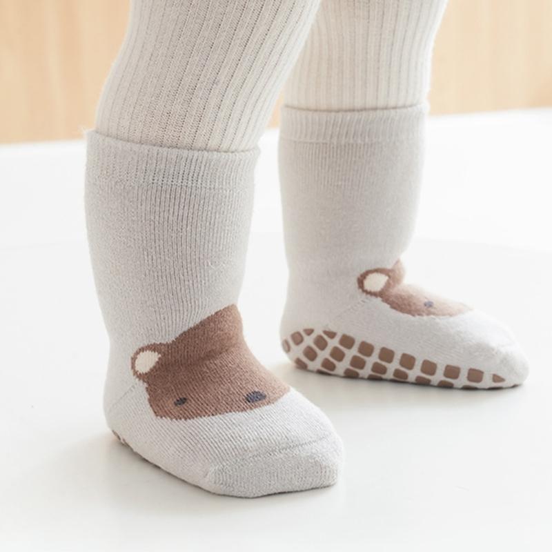 Baby Non Slip Grip Ankle Socks with Non Skid Soles for Infants Toddlers Cute Cartoon Animal Design Boys Girls Socks