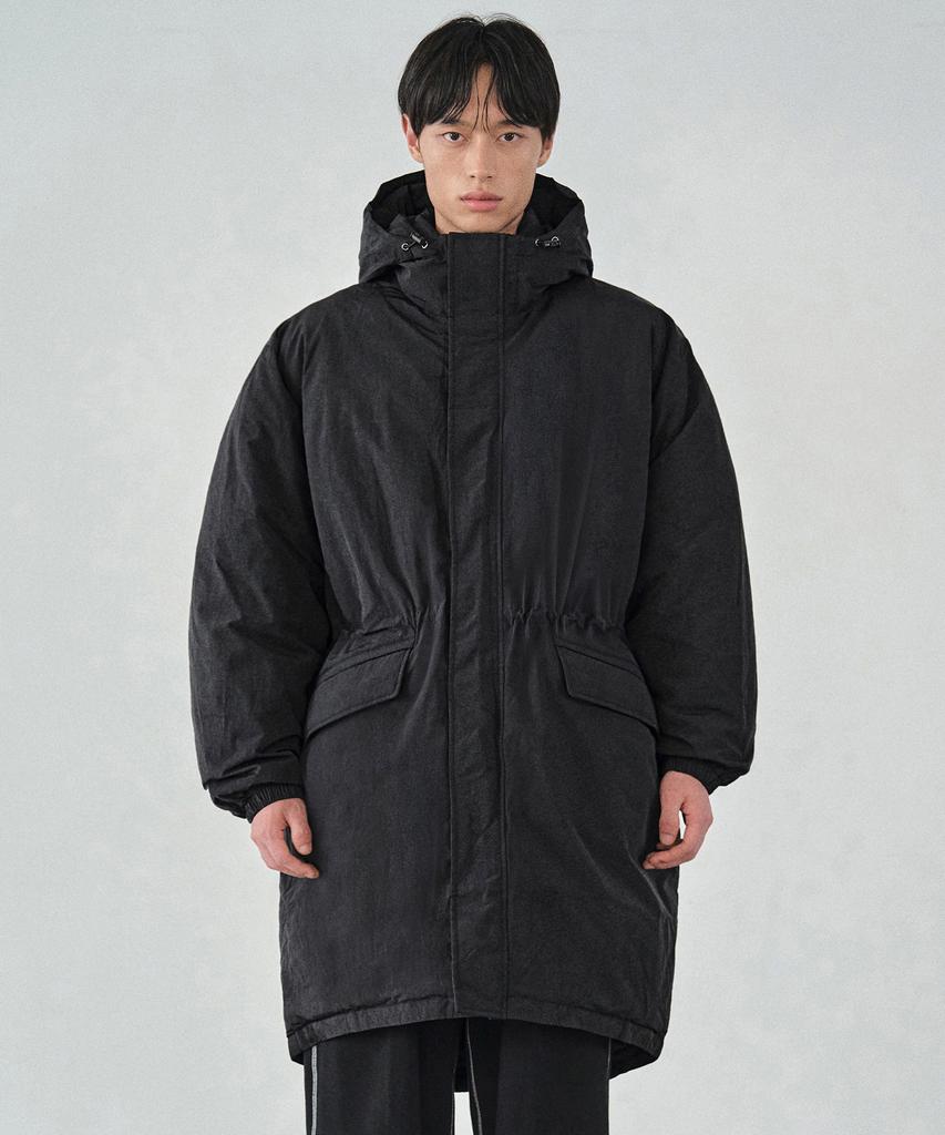 Costume O’Clock Hooded Fishtail Long Padded Jacket Black Coosjp050Black
