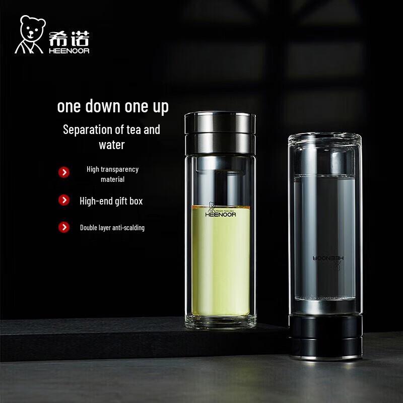 Heenoor Men s Double-Layer Glass Tea Infuser Bottle