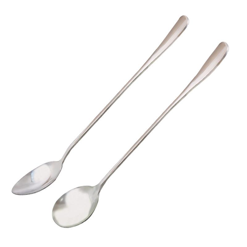 Stainless steel long handle spoon household restaurant mixing spoon coffee spoon Korean dessert milk tea small spoon spoon
