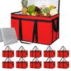Large 10-Pack Insulated Food Delivery Bag with Hard Bottom XXXL Catering Pizza Cooler Bags Thermal Cold/Hot Styrofoam Carrier F