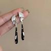 New Chinese Style Sweet Cool Long Fan-Shaped Pendant Drop Earring for Women Exaggerated Girl Gift Rock Jewelry