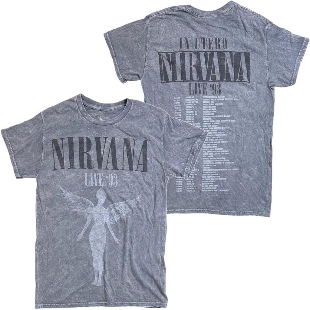 HERDRUK Nirvana T-shirt Live 1993 Tour Utero Verweerd Vintage Zuurwas T-shirt Wa