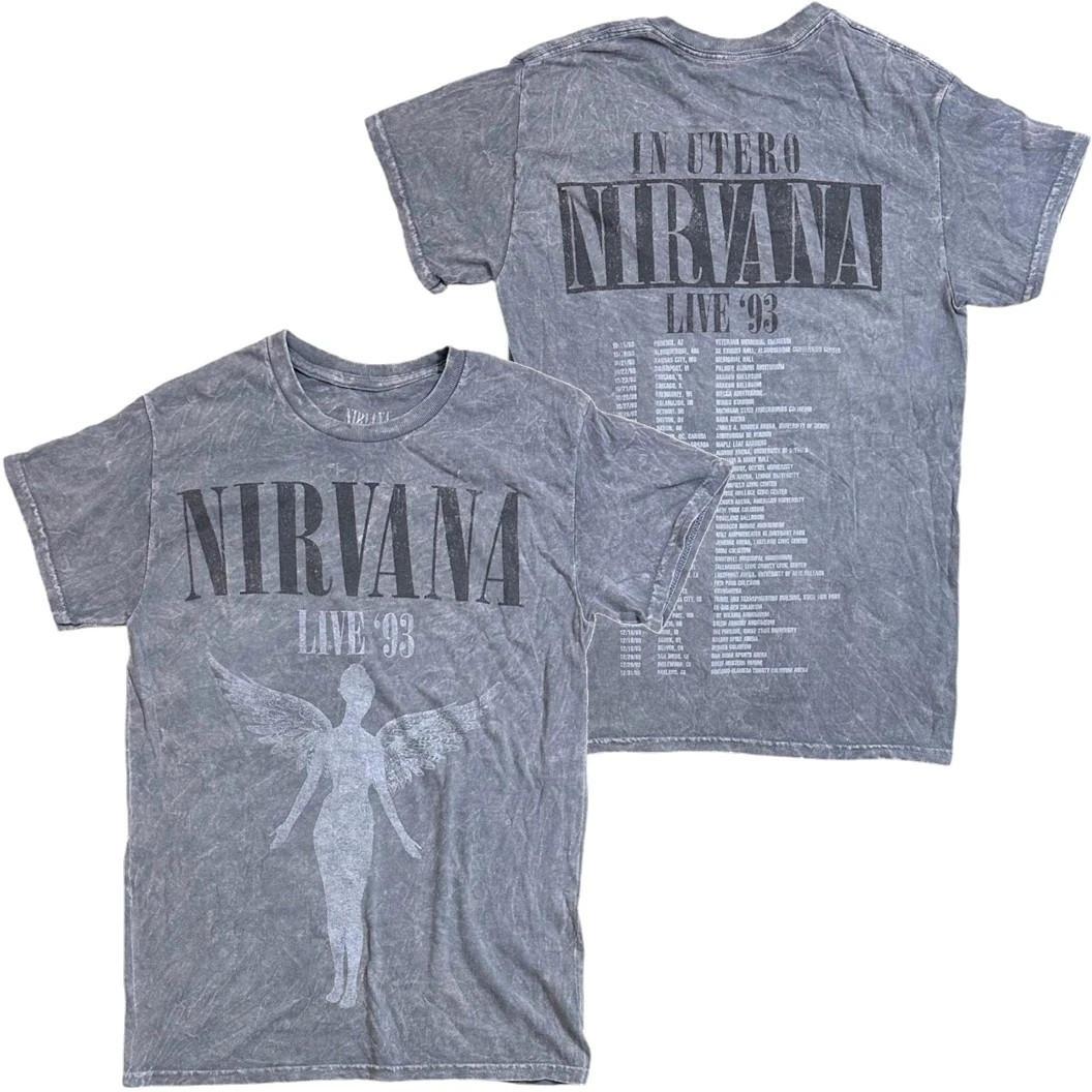 REPRINT Nirvana T-Shirt Live 1993 Tour Utero Distressed Vintage Acid Wash Tee Wa XXXL