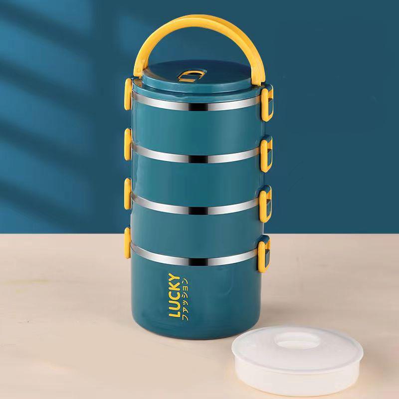 1-4Layer Stainless Steel Bento Box Set Cartoon Child Adult School Office Food Storage Container Outdoor Camping Picnic Lunch Box