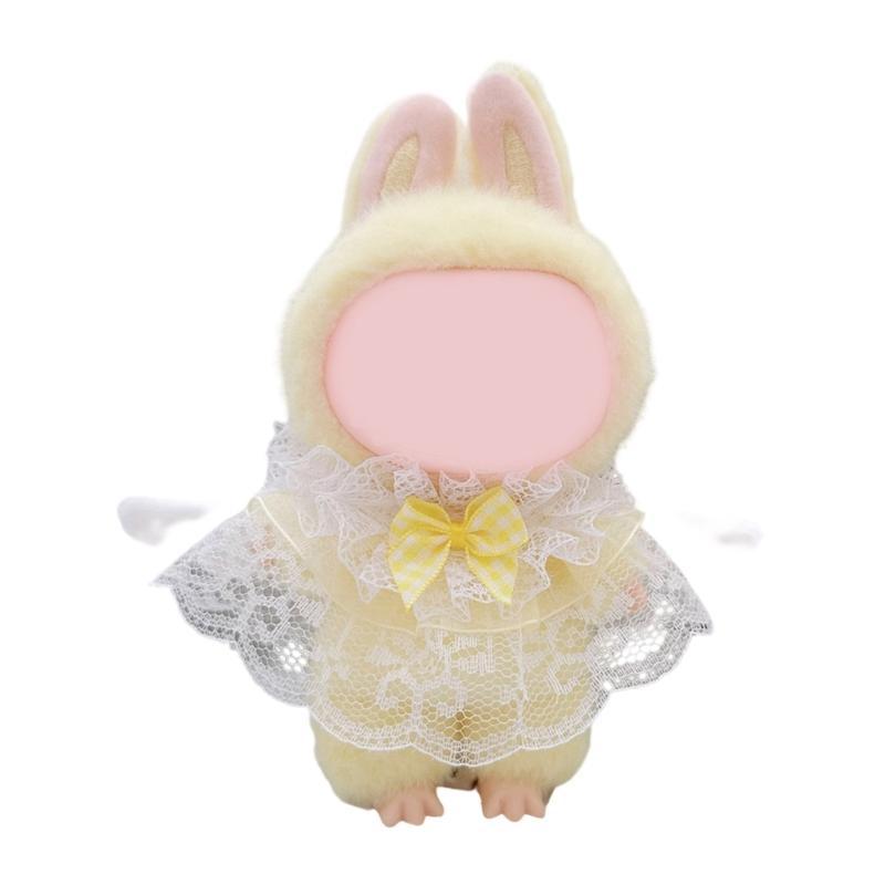 

17Cm Stylish Doll Dress with Lace Trim Winged Design And Bowknot Easy Change Lace Shawl Doll Display Accessory жёлтый