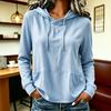 Women S Long Sleeve Hooded Sweatshirt Casual Solid Color With Pockets