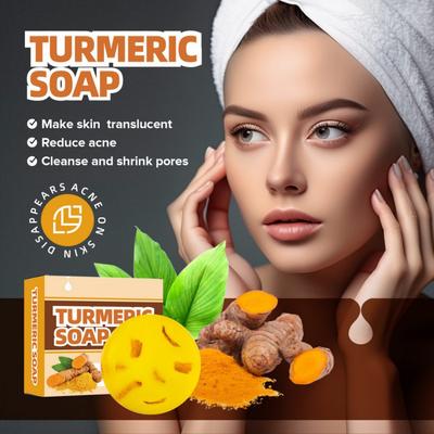 100g Kurkuma Seife Tiefenreinigung Verkleinert die Poren Reduziert Akne Macht Die Haut Durchscheinend