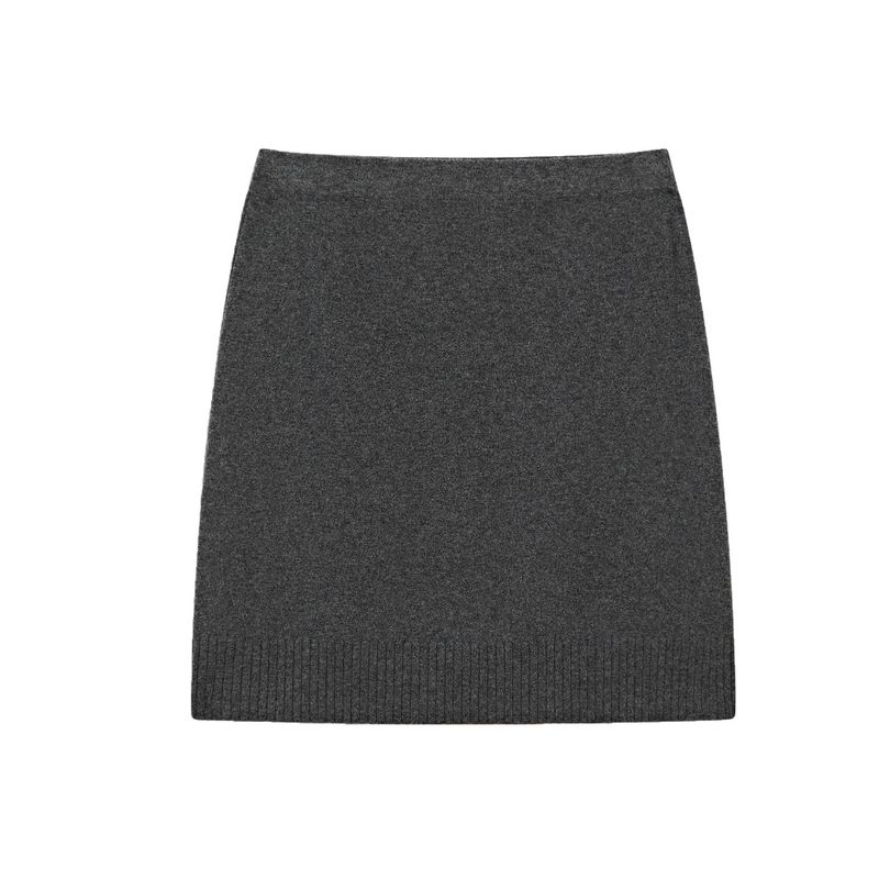 

MD Autumn Women clothes Gray Elegant Commuter Wind Waist Fleece Blended Short A Word Skirt 5234835 Grey XS
