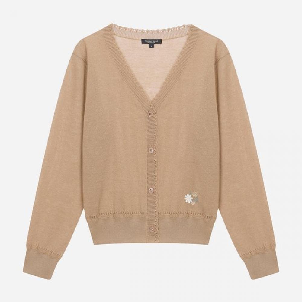 

Thursday Island Embroidered Point V Neck Cardigan T256mcd135w beige (BE)/S
