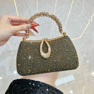 Chain-strap Crossbody Bag Luxury Clutch High-end Handbag Socialite Sparkling Rhinestone Evening Clutch