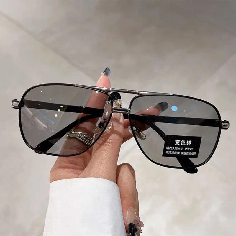 Oversized Vintage Sunglasses Men Women Fashion Polarization Photochromic Shades Eyewear Double Bridge Driving Sun Glasses