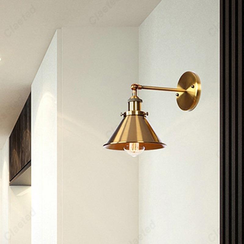 LED Minimalist Retro Gold E27 Wall Lamp Bedroom Bedside Lamp Home Dining Hall Corridor Staircase Decoration Lighting Fixture