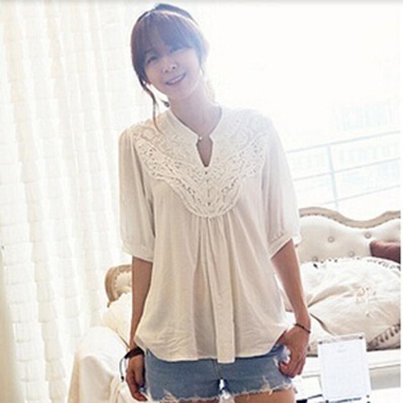Ladies Hollow Blouse T Shirts Tops Lace Tunic Top Shirt Freesize Chiffon