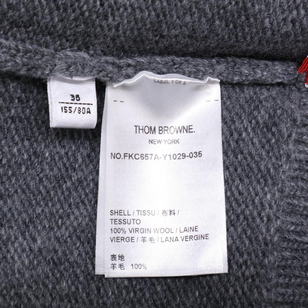 THOM BROWNE Authentic Japanese Domestic Product FCK657A-Y1029-035 Fine Merino Intarsia Goose 4-Bar V-Neck Cardigan tops 36 grayUsed