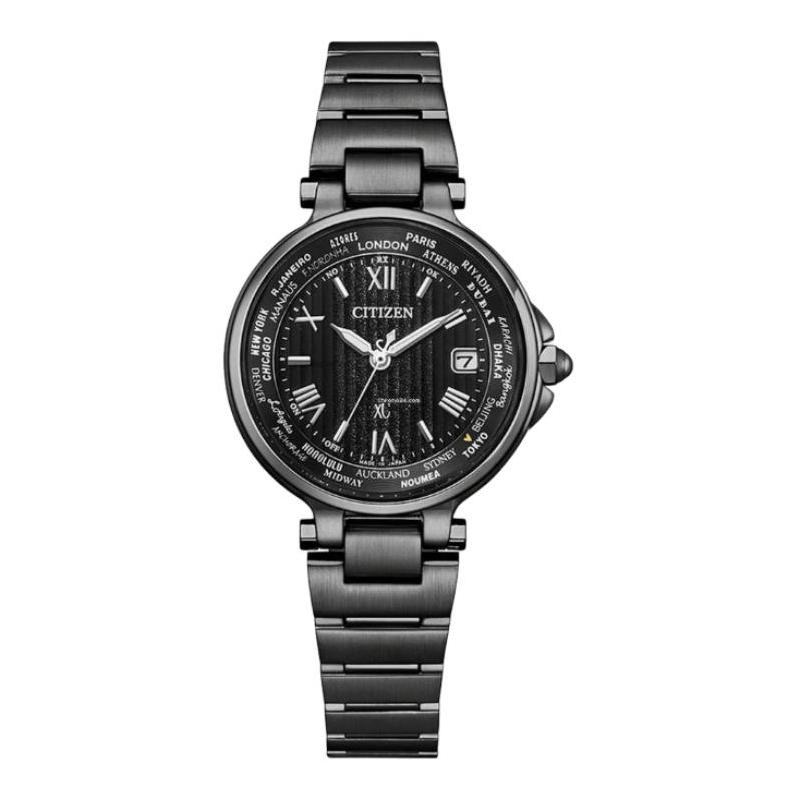 

CITIZEN 50 meters waterproof solar movement steel strap 29mm women s watch black dial EC1016-51E чорний