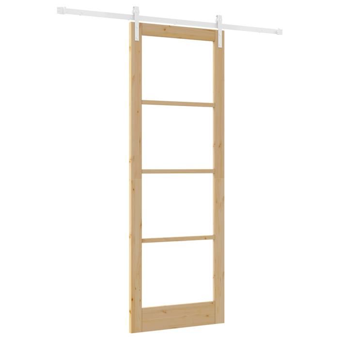 Porte coulissante vidaXL avec kit de quincaillerie 'ORKDAL'Bois massif et verre 3331917