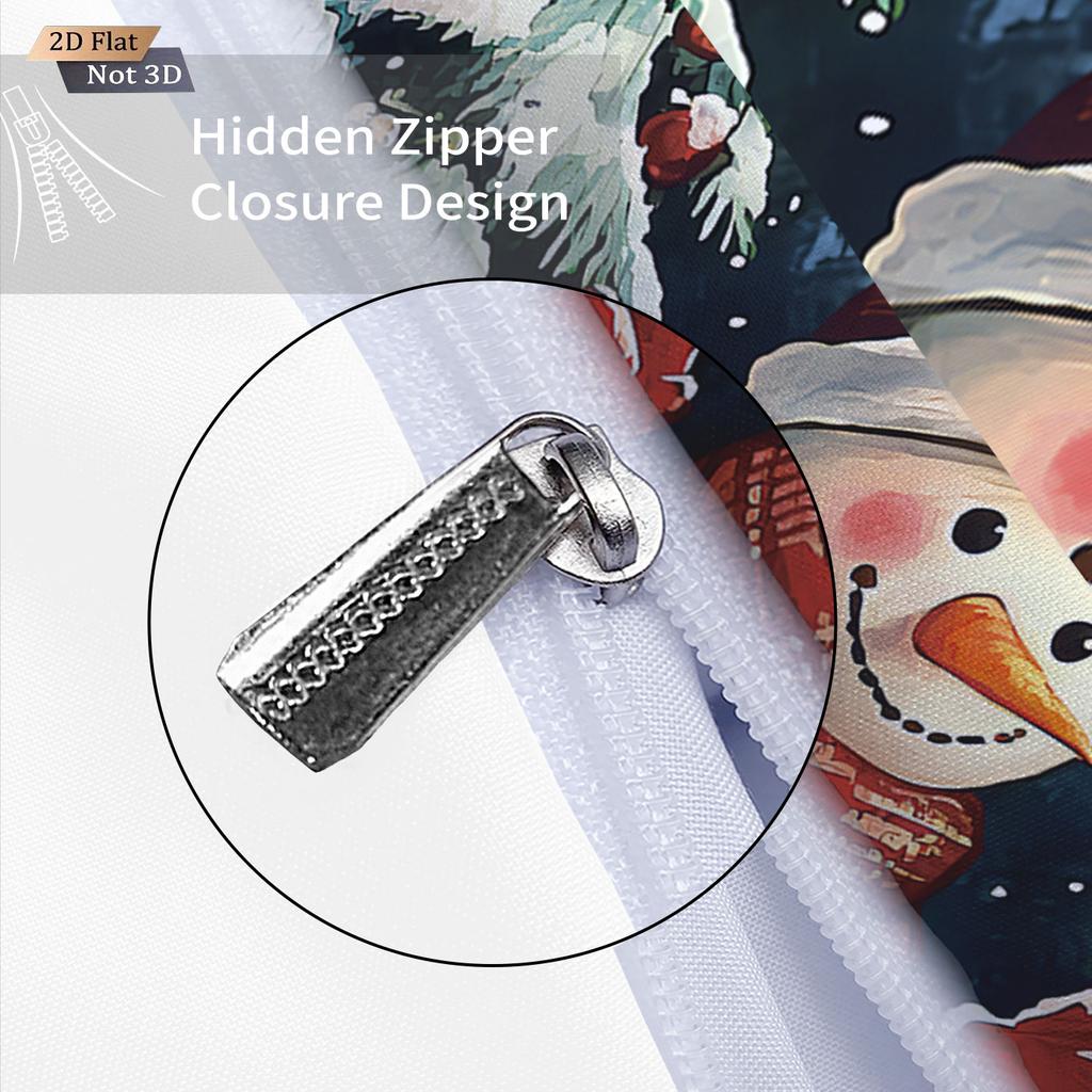 3pcs Christmas snowman reindeer red print coreless duvet set multi size bedroom bedding holiday decoration soft machine washable